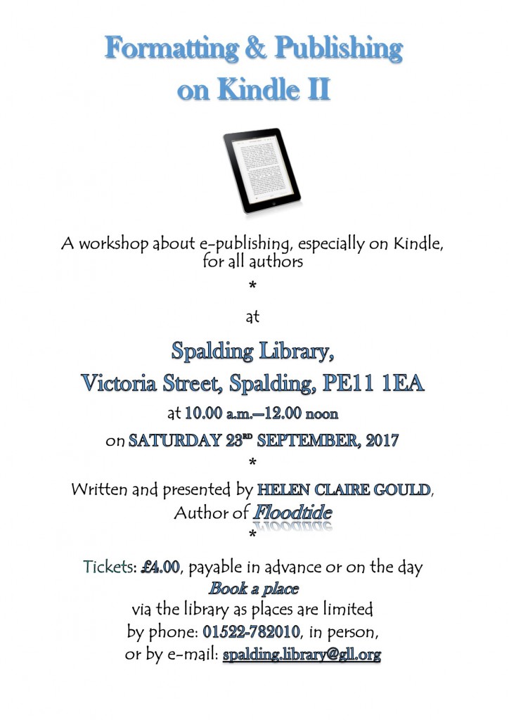 Details of venue, time and date of 2nd September Spalding Library workshop
