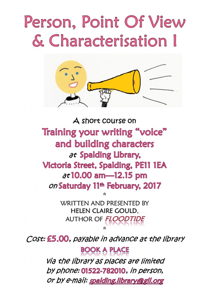 Poster for February writers' workshop at Spalding Library