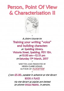 Poster for March writers' workshop